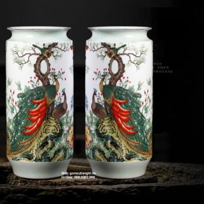 BÌNH CẮM HOA DÁNG TRỤ CHIM CÔNG